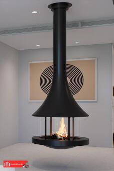 Дровяной камин EVA 992 центральный подвесной со стеклом в Владивостоке