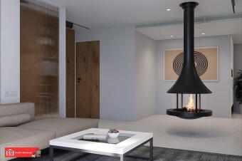 Дровяной камин EVA 992 центральный подвесной со стеклом в Владивостоке